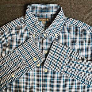 Peter Millar Summer Comfort Gingham Button Down Shirt Mens Size Large Blue White